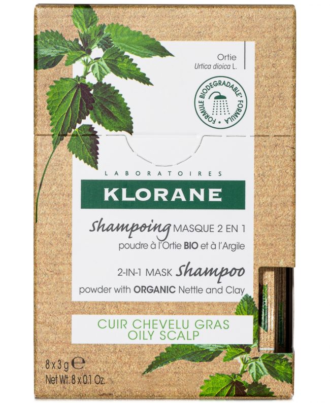 Klorane Oil Control 2-In-1 Mask Shampoo Powder With Nettle & Clay, 8-Pk.